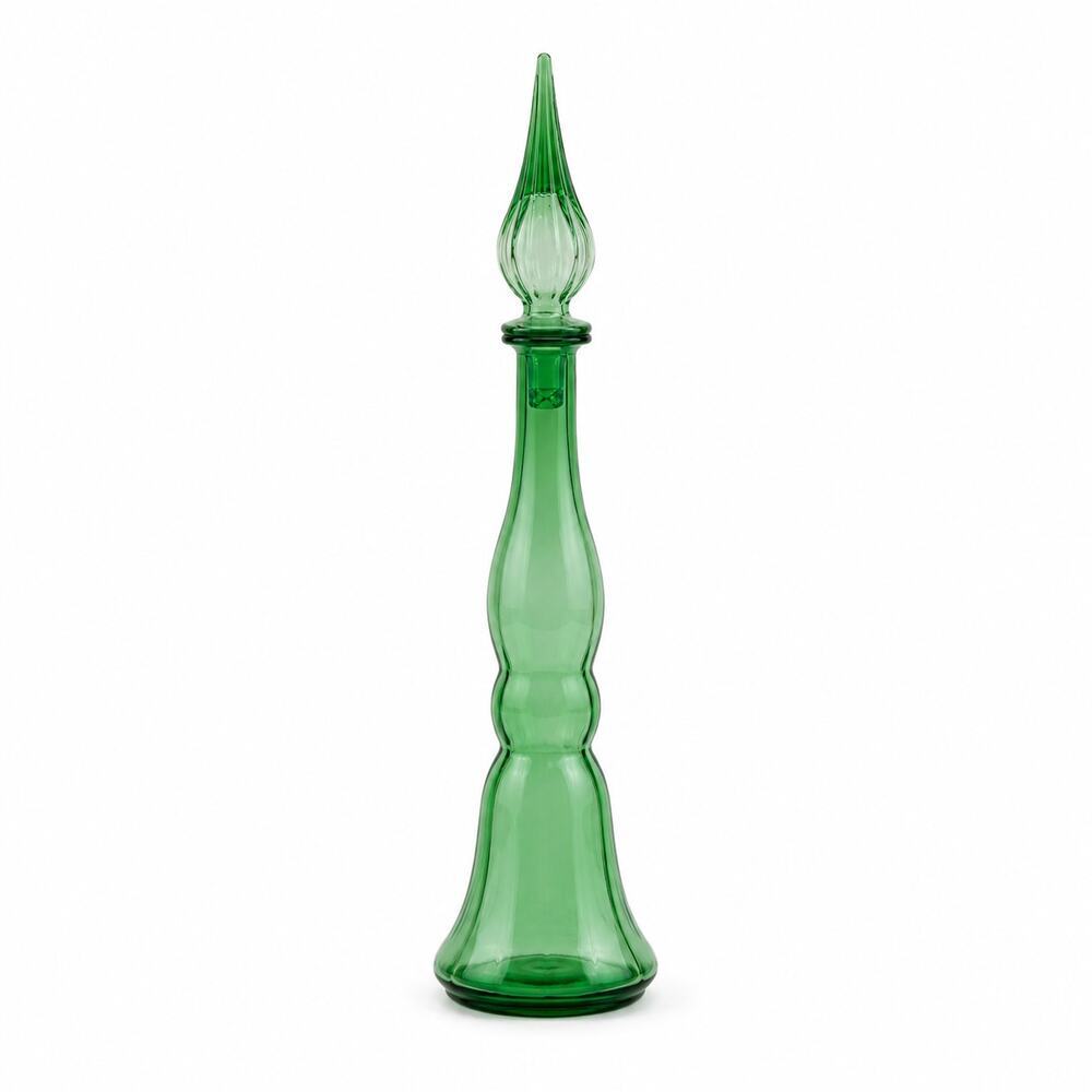 Vintage Empoli Italy Bell Pattern Green Genie Bottle Decanter